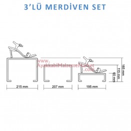 3'lü Merdiven Set - Şeffaf - 2 Takım